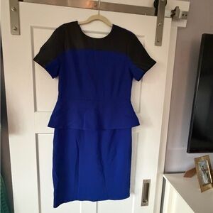 Ted Baker London Royal Blue and Black Peplum Sheath Dress